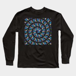 Spiral Colorful Geometric Flower Pattern Long Sleeve T-Shirt